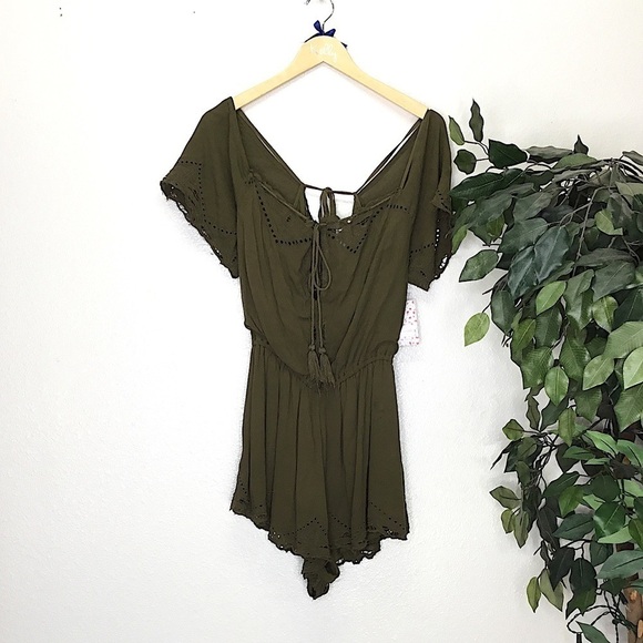 NWT Free People Green Romper - Picture 1 of 8